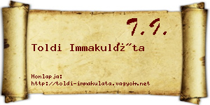 Toldi Immakuláta névjegykártya
